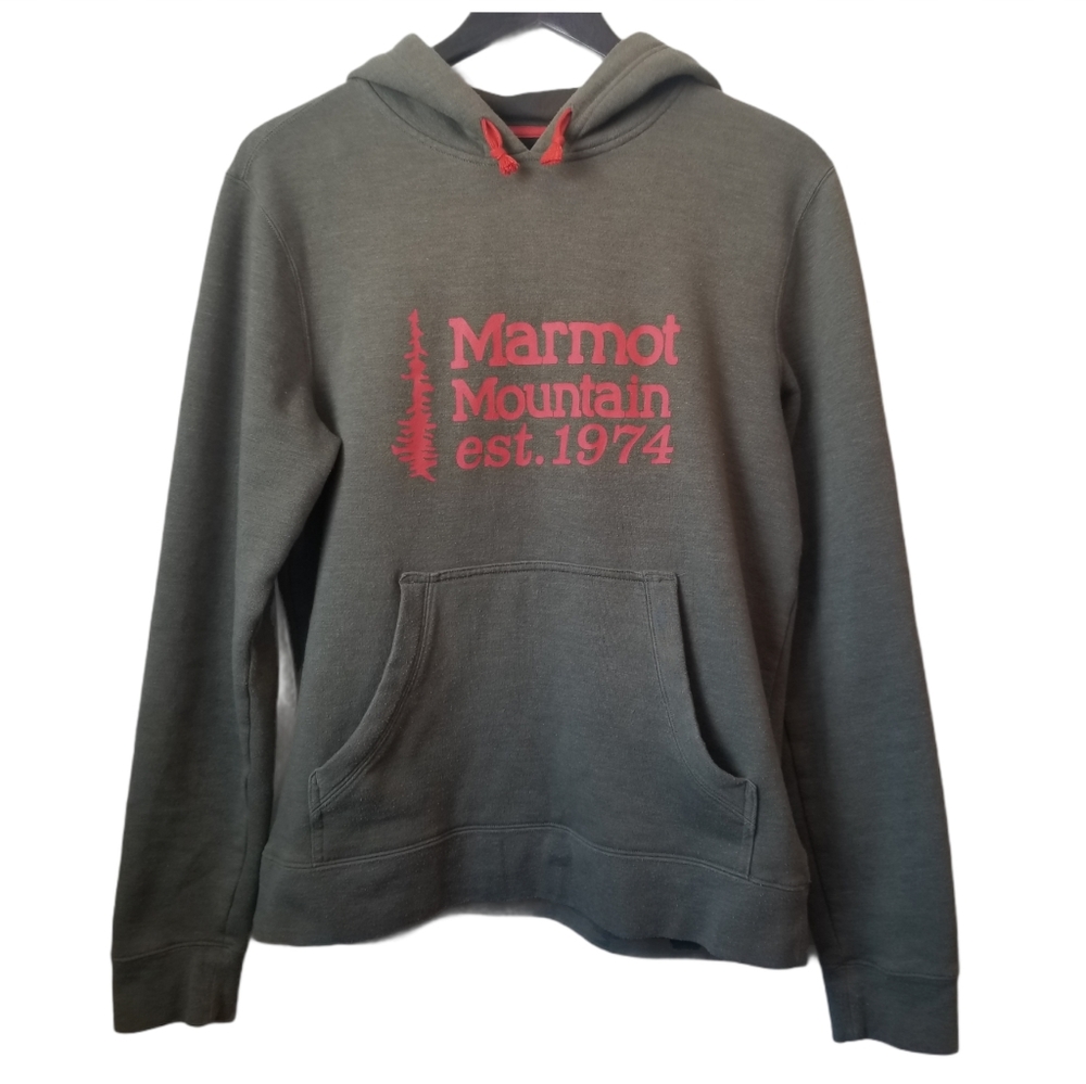 Marmot men's olive green and orange hoodie